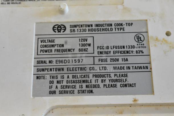 Sunpentown SR-1330 Induction Cooker. 120 Volts, 1 Phase. - Image 6 of 6