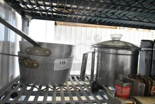 3 Metal Items Including 2 Sauce Pans and Food Processor Bowl. 3 Times Your Bid!