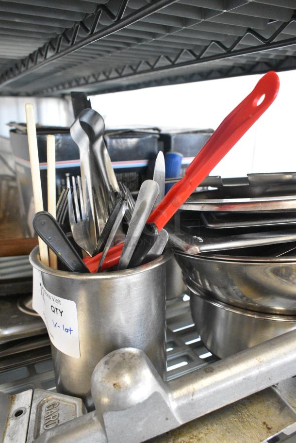 ALL ONE MONEY! Lot of Various Utensils in Stainless Steel Bin, Scraper, Bowls. - Image 5 of 5