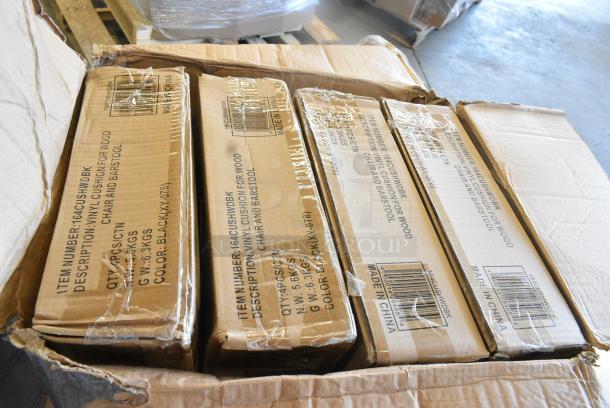 BRAND NEW SCRATCH AND DENT! Case of 4 Boxes of 4 Lancaster Table & Seating 164CUSHWDBK 2 1/2" Black Vinyl Seat for Wood Frame Chairs and Bar Stools - Image 3 of 4