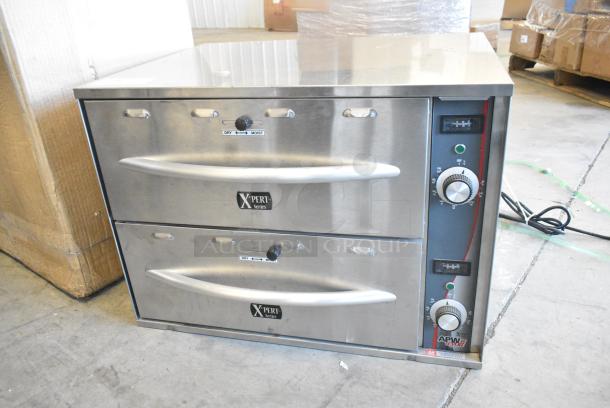 APW Wyott HDDI-2 Stainless Steel Commercial Countertop 2 Drawer Warming Drawer. 120 Volts, 1 Phase. Tested and Working! - Image 1 of 8