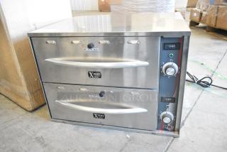 APW Wyott HDDI-2 Stainless Steel Commercial Countertop 2 Drawer Warming Drawer. 120 Volts, 1 Phase. Tested and Working!