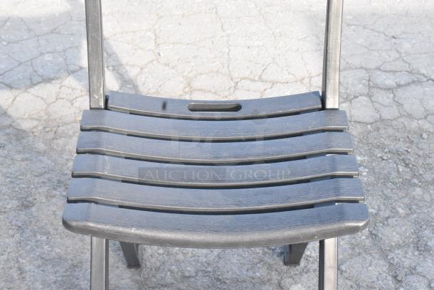 6 Black Poly Folding Chairs. 6 Times Your Bid! - Image 4 of 6