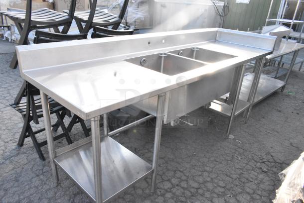 Stainless Steel Table w/ 2 Sink Bays and Under Shelf. - Image 1 of 9