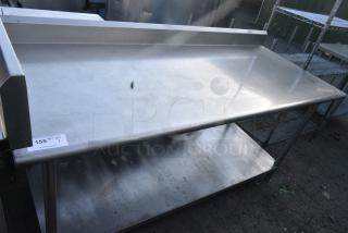 Stainless Steel Table w/ Back Splash and Under Shelf.