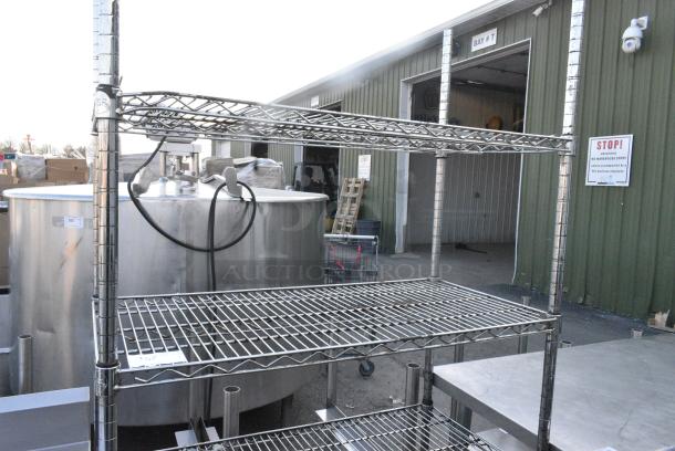 Chrome Finish 4 Tier Wire Shelving Unit. BUYER MUST DISMANTLE. PCI CANNOT DISMANTLE FOR SHIPPING. PLEASE CONSIDER FREIGHT CHARGES. - Image 4 of 4