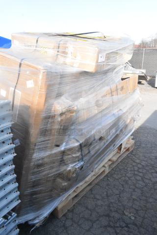 15 BRAND NEW SCRATCH AND DENT! Items Including 600TB2448G Regency 24" x 48" 18-Gauge 304 Stainless Steel Commercial Work Table with 4" Backsplash and Galvanized Undershelf, 600TB3030G Regency 30" x 30" 18-Gauge 304 Stainless Steel Commercial Work Table with 4" Backsplash and Galvanized Undershelf, 522ETSG3072 Steelton 30" x 72" 18 Gauge 430 Stainless Steel Work Table with Undershelf and 2" Rear Upturn, 600T3072G Regency 30" x 72" 18-Gauge 304 Stainless Steel Commercial Work Table with Galvanized Legs and Undershelf, 460EC1848 Regency 18" x 48" NSF Chrome Wire Shelf,164CS24BK Lancaster Table & Seating 24" x 18" x 38" Black Cash Register Stand with Locking Drawer. 15 Times Your Bid! May Be Missing Pieces