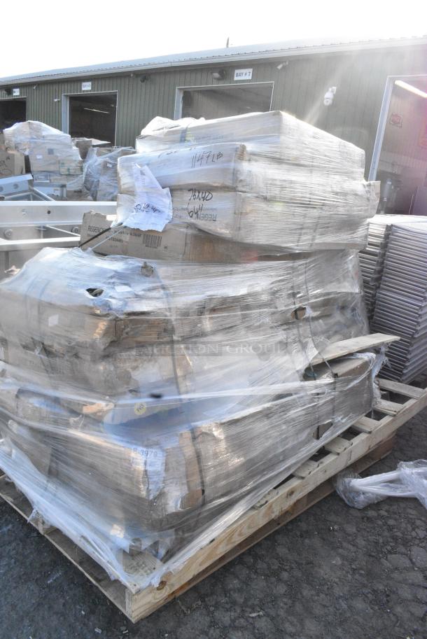 15 BRAND NEW SCRATCH AND DENT! Items Including 600TB2448G Regency 24" x 48" 18-Gauge 304 Stainless Steel Commercial Work Table with 4" Backsplash and Galvanized Undershelf, 600TB3030G Regency 30" x 30" 18-Gauge 304 Stainless Steel Commercial Work Table with 4" Backsplash and Galvanized Undershelf, 522ETSG3072 Steelton 30" x 72" 18 Gauge 430 Stainless Steel Work Table with Undershelf and 2" Rear Upturn, 600T3072G Regency 30" x 72" 18-Gauge 304 Stainless Steel Commercial Work Table with Galvanized Legs and Undershelf, 460EC1848 Regency 18" x 48" NSF Chrome Wire Shelf,164CS24BK Lancaster Table & Seating 24" x 18" x 38" Black Cash Register Stand with Locking Drawer. 15 Times Your Bid! May Be Missing Pieces - Image 4 of 14