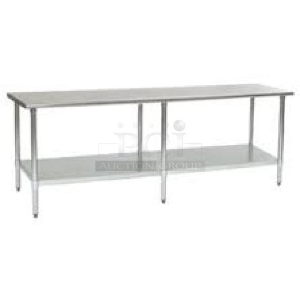 BRAND NEW SCRATCH AND DENT! Regency 600T3084G 30" x 84" 18-Gauge 304 Stainless Steel Commercial Work Table with Galvanized Legs and Undershelf. May Be Missing Pieces - Image 1 of 3
