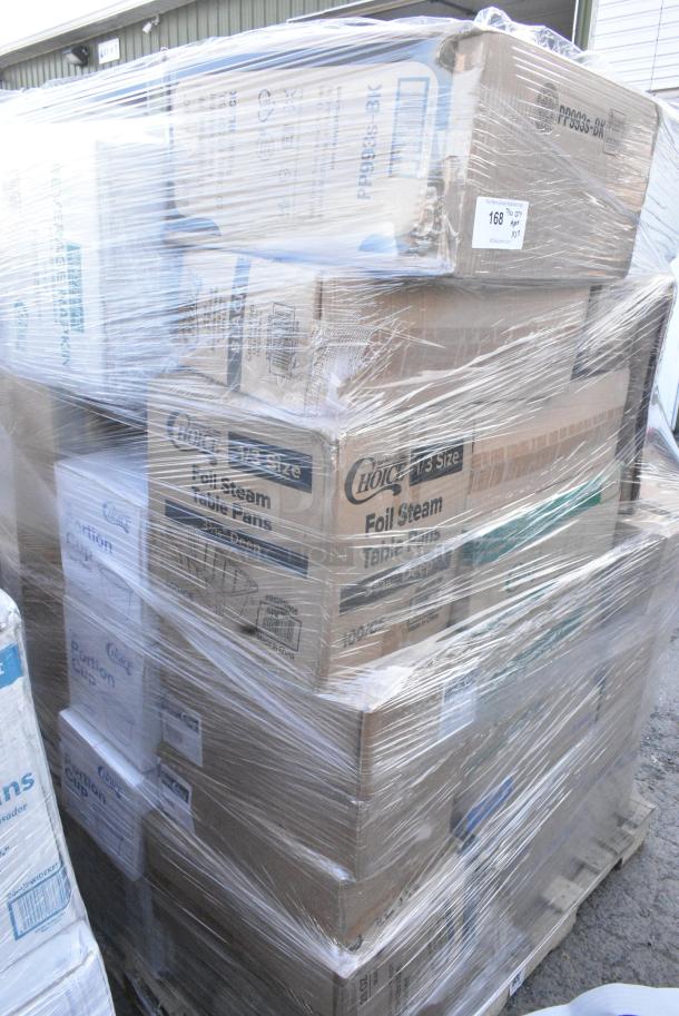 35 BRAND NEW SCRATCH AND DENT! Items Including 129MCR16B Choice 16 oz. Black 6 1/4" Round Microwavable Heavy Weight Container with Lid - 150/Case, 612FS5006 Choice Third Size Foil Steam Pan Deep 3 5/16" Depth - 100/Case, 395TO993 EcoChoice No PFAS Added Bamboo / Bagasse 9" x 9" x 3" 3 Compartment Takeout Container - 200/Case, 760V32KR Carnival King Kraft 32 oz. Popcorn Cup - 500/Case, 433NACHOS Carnival King Small Clear 2 Compartment Plastic Nacho Tray - 500/Case, 5001RT800B Lavex 8" White Hardwound Paper Towel, 800 Feet / Roll - 6/Case, 500TO993C3 Choice 9" x 9" x 3" Microwaveable 3-Compartment Black / Clear Plastic Hinged Container - 100/Case. 35 Times Your Bid! - Image 3 of 12