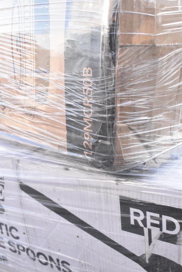 25 BRAND NEW SCRATCH AND DENT! Items Including 485CBR Choice 8" Red Plastic Soda / Sundae Spoon - 1000/Case, 129MCR50B Choice 48 oz. Black Round Microwavable Heavy Weight Container with Lid 9" - 150/Case, 612P527 Choice 7" Clear Round Plastic Dome Lid - 500/Case, 612FTL1230 Choice Foil Steam Table Pan Lid - Third Size - 100/Case, 127P2B Choice Black Plastic Souffle Cup / Portion Cup - 2 oz. - 2500/Case, 500TW14 Choice 14 oz. Translucent Thin Wall Plastic Cold Cup - 1000/Case, 500CC16 Choice Clear PET Customizable Plastic Cold Cup 16oz 1000/Case, 130TONG10BLK Visions 10 1/2" Black Disposable Plastic Tongs - 36/Case. 25 Times Your Bid! - Image 4 of 12