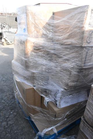 25 BRAND NEW SCRATCH AND DENT! Items Including 795KFT50RNPE Choice 50 oz. Round Kraft PE-Lined Microwavable Take-Out Container 7 5/16" x 3" - 300/Case, 129MCS28B Choice 28 oz. Black Rectangular Microwavable Heavy Weight Container with Lid 8 3/4" x 6 1/4" x 1 3/4" - 150/Case, 500TW7 Choice 7 oz. Translucent Thin Wall Plastic Cold Cup - 2500/Case, 50012DWALLW Choice 12 oz. White Smooth Double Wall Paper Hot Cup - 500/Case, 760SOUP8KFT EcoChoice 8 oz. Kraft Paper Food Cup with Vented Lid - 250/Case, 500WRPKITWB Choice 15 3/4" Square White 2-Ply 1/4 Fold WrapNap Dinner Napkin with Black Self-Adhering Paper Napkin Band - 2750/Case, 347BP10BK Choice 10 1/4" Black Plastic Plate - 500/Case. 25 Times Your Bid!