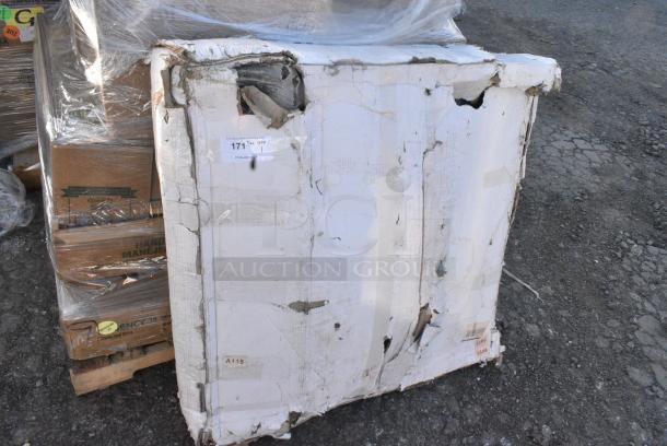 BRAND NEW SCRATCH AND DENT! Lavex 475CARTFD3LG 36 5/8" x 20" x 36 5/8" Large Black 3-Shelf Folding Plastic Utility Cart with Ergonomic Handles - Image 1 of 4