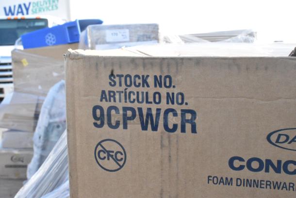 12 BRAND NEW SCRATCH AND DENT! Items Including Dart Y12S Conex Galaxy 12 oz. Translucent Squat Plastic Cold Cup - 1000/Case, Cambro 1014FF186 10" x 14" Navy Blue Customizable Fast Food Tray - 24/Case, Dart Conex Galaxy Y35 3.5 oz. Translucent Plastic Cold Cup - 2500/Case 301Y35, 9CPWCR Plates, CUP 32oz FOAM WHITE   500 32JL/SL/CLR/RL/HDLC, 600TB2436G TABLE S/S 24X36 4"BKSPLSH 18G 304SS, GALV UND+LEGS. 12 Times Your Bid! - Image 10 of 14