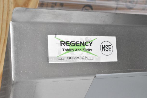 BRAND NEW SCRATCH AND DENT! Regency 600S32424224 124" 16-Gauge Stainless Steel Three Compartment Commercial Sink with 2 Drainboards - 24" x 24" - Image 6 of 6