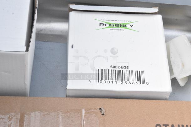 BRAND NEW SCRATCH AND DENT! Regency 600S32424224 124" 16-Gauge Stainless Steel Three Compartment Commercial Sink with 2 Drainboards - 24" x 24" - Image 8 of 11