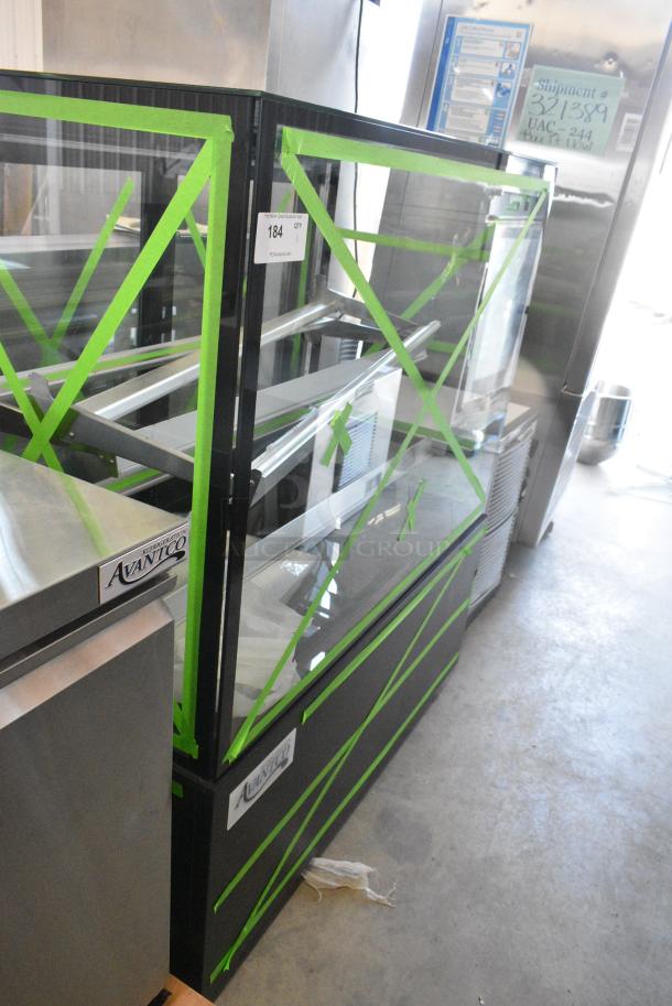 BRAND NEW SCRATCH AND DENT! Avantco  193BCFD48B Metal Commercial 47 3/16" Black Square Dry Bakery Display Case with LED Lighting on Commercial Casters. 110-120 Volts, 1 Phase. - Image 2 of 9