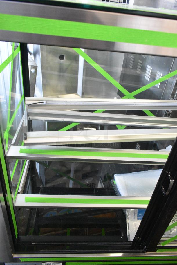 BRAND NEW SCRATCH AND DENT! Avantco  193BCFD48B Metal Commercial 47 3/16" Black Square Dry Bakery Display Case with LED Lighting on Commercial Casters. 110-120 Volts, 1 Phase. - Image 7 of 9