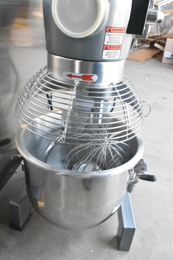 BRAND NEW SCRATCH AND DENT! Avantco 177MX20H Metal Commercial Countertop 20 Quart Planetary Dough Mixer w/ Stainless Steel Mixing Bowl, Bowl Guard, Dough Hook and Whisk Attachments. 120 Volts, 1 Phase. Cannot Test Due To Damaged Plug - Image 7 of 9