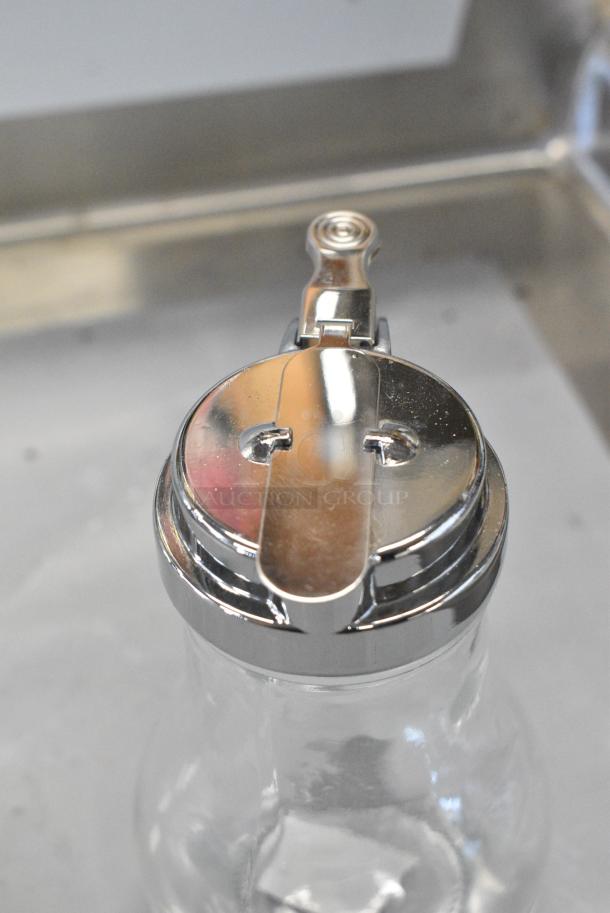BRAND NEW SCRATCH AND DENT! Box of 10 407SYRD14 Choice 14 oz. Glass Teardrop Syrup Dispenser - Image 5 of 6