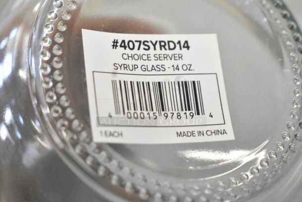 BRAND NEW SCRATCH AND DENT! Box of 10 407SYRD14 Choice 14 oz. Glass Teardrop Syrup Dispenser - Image 6 of 6
