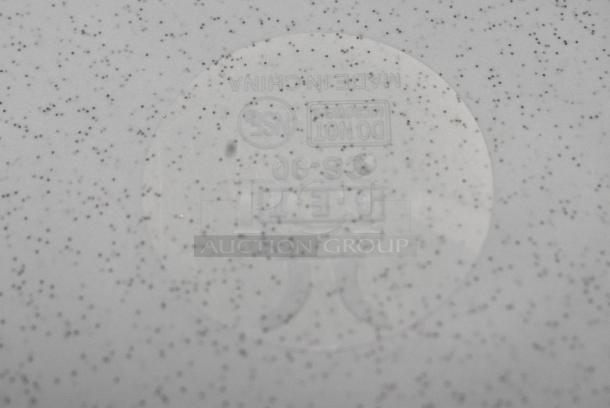 BRAND NEW SCRATCH AND DENT! Box of 12 375CS90GBL PLATE 9" RND COUPE BL/GRY SPECKLD BLUE POTTERY MRKT - Image 5 of 7