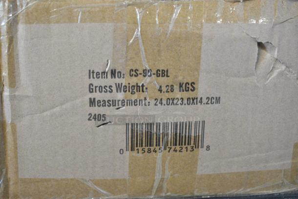 BRAND NEW SCRATCH AND DENT! Box of 12 375CS90GBL PLATE 9" RND COUPE BL/GRY SPECKLD BLUE POTTERY MRKT - Image 6 of 7