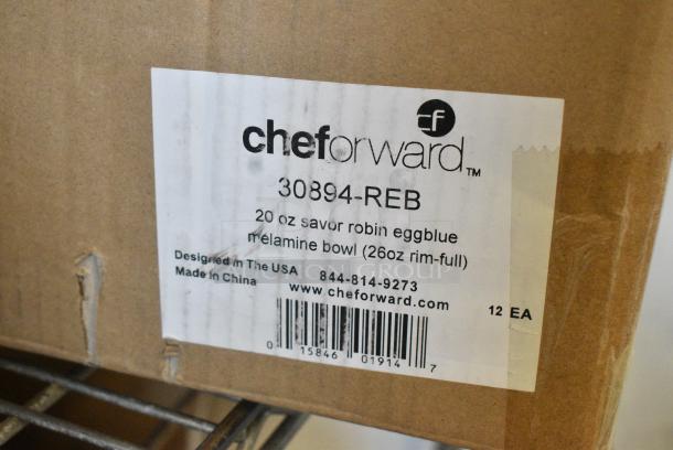 BRAND NEW SCRATCH AND DENT! Box of 6 cheforward™ by GET Savor 20 oz. Robin's Egg Blue Melamine Bowl - Image 8 of 8