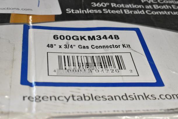 BRAND NEW SCRATCH AND DENT! 600GKM3448 Regency 48" Mobile Gas Connector Hose Kit with 2 Elbows, Full Port Valve, Restraining Device, and Quick Disconnect - 3/4" - Image 3 of 3