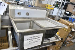 BRAND NEW SCRATCH AND DENT! Regency 600S1162018R Stainless Steel Single Bay Sink w/ Right Side Drain Board. No Legs.