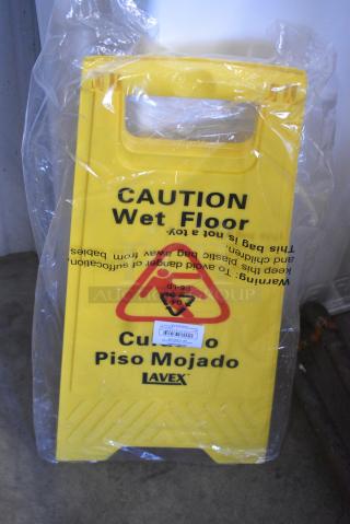 3 BRAND NEW SCRATCH AND DENT! 274WFSGN25 Lavex Wet Floor Caution Signs. 3 Times Your Bid!