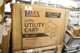 BRAND NEW SCRATCH AND DENT! 257LSUC24363 Lavex 36" x 24" x 35" Three Tray Shelf Steel Utility Cart - Fully Welded