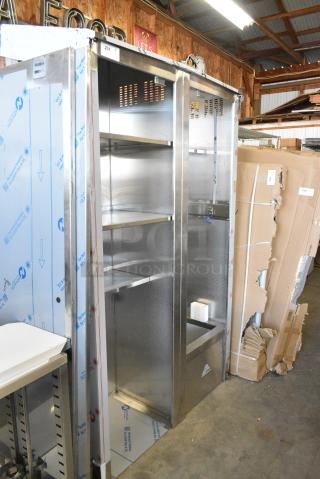 BRAND NEW SCRATCH AND DENT! Stainless Steel Commercial Mop Sink Cabinet. Missing Doors.