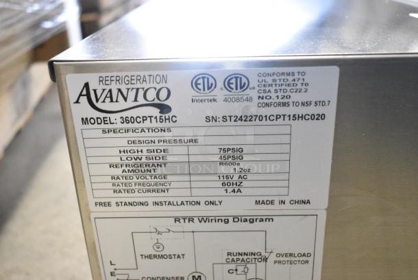 BRAND NEW SCRATCH AND DENT! Avantco 360CPT15HC CPT-15-HC 15" Countertop Refrigerated Prep Rail. 115 Volts, 1 Phase. Tested and Working! - Image 7 of 8