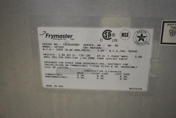 Frymaster GPCRSC Stainless Steel Commercial Natural Gas Powered 3 Bay Pasta Cooker on Commercial Casters. 80,000 BTU. - Image 12 of 12