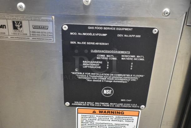 Vulcan VFDUMP Stainless Steel Commercial Fry Dumping Warming Station on Commercial Casters. - Image 8 of 8