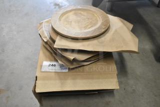 BRAND NEW SCRATCH AND DENT! Box of 12 Lodge U5RP 9 1/2" Round Wood Underliner with Walnut Finish
