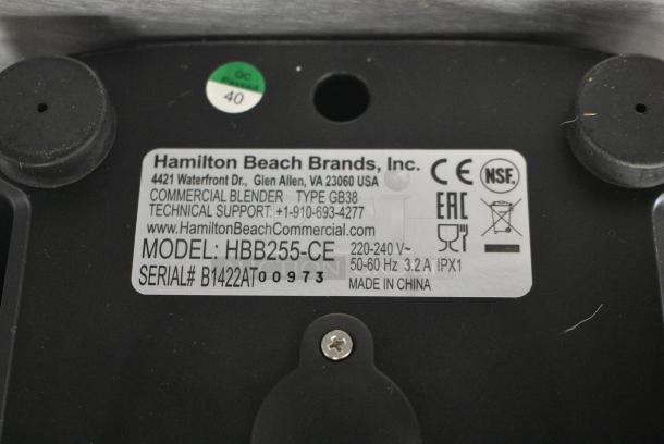 BRAND NEW SCRATCH AND DENT! Hamilton Beach HBB255-CE Rio® Bar Blender, two speed motor. 220-240 Volts, 1 Phase. - Image 8 of 8
