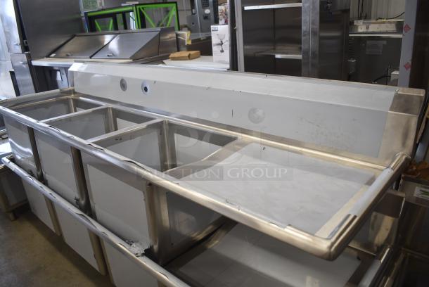BRAND NEW SCRATCH AND DENT! Regency 600S3181824R Stainless Steel 3 Bay Sink w/ Right Side Drain Board. No Legs. - Image 2 of 5