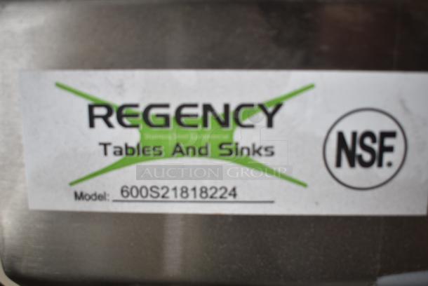 BRAND NEW SCRATCH AND DENT! Regency 600S21818224 124" 16-Gauge Stainless Steel Three Compartment Commercial Sink with 2 Drainboards - 24" x 24" x 14" Bowls. No Legs. - Image 7 of 7