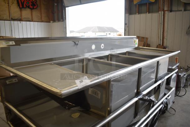 BRAND NEW SCRATCH AND DENT! Regency 600S32030220 Stainless Steel Commercial 3 Bay sink w/ Dual Drain Boards. No Legs. - Image 2 of 8