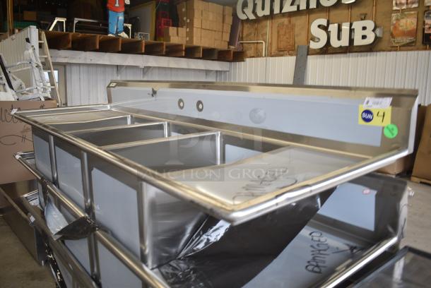 BRAND NEW SCRATCH AND DENT! Regency 600S32030220 Stainless Steel Commercial 3 Bay sink w/ Dual Drain Boards. No Legs. - Image 3 of 8