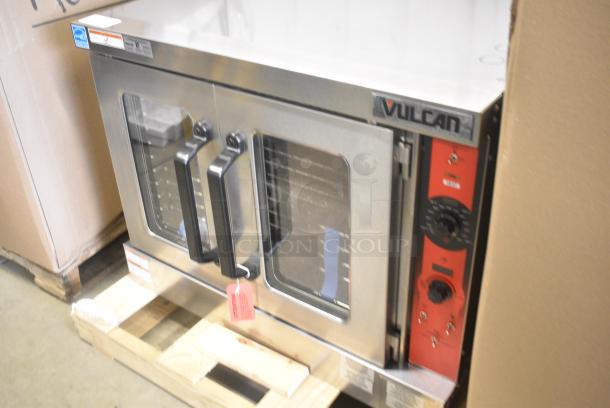 BRAND NEW SCRATCH AND DENT! Vulcan VC5ED Stainless Steel Commercial Electric Powered Single Deck Full Size Electric Convection Oven w/ View Through Doors, Metal Oven Racks and Thermostatic Controls. 208 Volts, 3 Phase. - Image 3 of 10