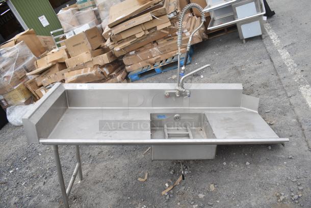 Stainless Steel Commercial Left Side Dirty Side Dish Table w/ Faucet, Handles and Spray Nozzle Attachment, - Image 1 of 6