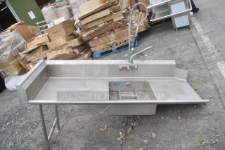 Stainless Steel Commercial Left Side Dirty Side Dish Table w/ Faucet, Handles and Spray Nozzle Attachment,