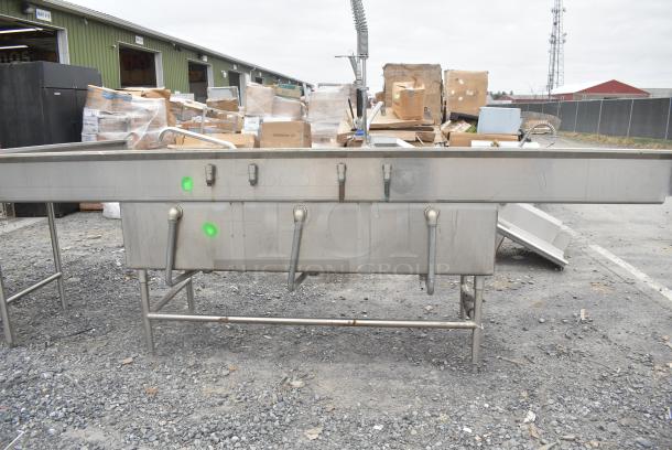 Stainless Steel Commercial 3 Bay Sink w/ Dual Drain Boards, 2 Faucets and 2 Handle Sets - Image 8 of 8