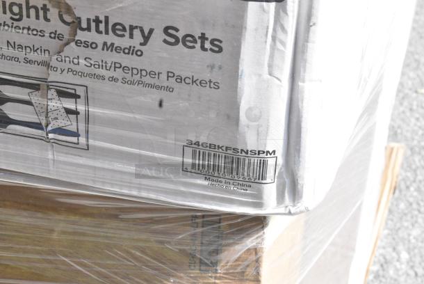 38 BRAND NEW SCRATCH AND DENT! Items Including 130BKFKSNSPH Choice Black Heavy Weight Wrapped Polystyrene Plastic Cutlery Pack with Napkin and Salt and Pepper Packets - 500/Case, 346BKFSNSPM Choice Medium Weight Black Wrapped Polypropylene Plastic Cutlery Set with Napkin and Salt and Pepper Packets - 250/Case, 128HDLDBULK Choice Heavy Duty Microwavable Translucent Plastic Deli Container Lid - 480/Case, 966UPWIDEKFT-500 OneUp by Choice Kraft 2-Ply Wide Interfold 6 1/2" x 8 1/2" Dispenser Napkin - 6000/Case, 433L32C Choice Quart Size Natural Kraft Paper Bag - 500/Case, 129MCR16B Choice 16 oz. Black 6 1/4" Round Microwavable Heavy Weight Container with Lid - 150/Case, Dart 95HT1R 9 1/2" x 9" x 3" White Foam Square Take Out Container with Hinged Lid, 128HD16COMBO Choice Heavy Duty 16 oz. Microwavable Translucent Plastic Deli Container and Lid Combo Pack - 240/Case, 347RPBD10WHG Visions 10" White Plastic Plate with Gold Bands - 120/Case, 502334016CL Lavex 33 Gallon 16 Micron 33" x 40" High Density Janitorial Can Liner / Trash Bag - 250/Case, 500CC16PLA EcoChoice 16 oz. PLA Compostable Plastic Cold Cup - 1000/Case, 129MCR24B Choice 24 oz. Black Round Microwavable Heavy Weight Container with Lid 7 1/4" - 150/Case. 38 Times Your Bid! - Image 6 of 22