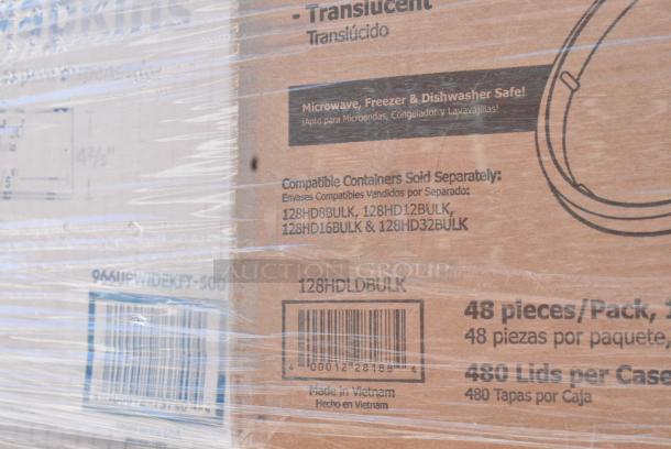 38 BRAND NEW SCRATCH AND DENT! Items Including 130BKFKSNSPH Choice Black Heavy Weight Wrapped Polystyrene Plastic Cutlery Pack with Napkin and Salt and Pepper Packets - 500/Case, 346BKFSNSPM Choice Medium Weight Black Wrapped Polypropylene Plastic Cutlery Set with Napkin and Salt and Pepper Packets - 250/Case, 128HDLDBULK Choice Heavy Duty Microwavable Translucent Plastic Deli Container Lid - 480/Case, 966UPWIDEKFT-500 OneUp by Choice Kraft 2-Ply Wide Interfold 6 1/2" x 8 1/2" Dispenser Napkin - 6000/Case, 433L32C Choice Quart Size Natural Kraft Paper Bag - 500/Case, 129MCR16B Choice 16 oz. Black 6 1/4" Round Microwavable Heavy Weight Container with Lid - 150/Case, Dart 95HT1R 9 1/2" x 9" x 3" White Foam Square Take Out Container with Hinged Lid, 128HD16COMBO Choice Heavy Duty 16 oz. Microwavable Translucent Plastic Deli Container and Lid Combo Pack - 240/Case, 347RPBD10WHG Visions 10" White Plastic Plate with Gold Bands - 120/Case, 502334016CL Lavex 33 Gallon 16 Micron 33" x 40" High Density Janitorial Can Liner / Trash Bag - 250/Case, 500CC16PLA EcoChoice 16 oz. PLA Compostable Plastic Cold Cup - 1000/Case, 129MCR24B Choice 24 oz. Black Round Microwavable Heavy Weight Container with Lid 7 1/4" - 150/Case. 38 Times Your Bid! - Image 8 of 22