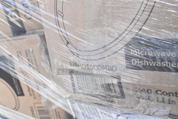 38 BRAND NEW SCRATCH AND DENT! Items Including 130BKFKSNSPH Choice Black Heavy Weight Wrapped Polystyrene Plastic Cutlery Pack with Napkin and Salt and Pepper Packets - 500/Case, 346BKFSNSPM Choice Medium Weight Black Wrapped Polypropylene Plastic Cutlery Set with Napkin and Salt and Pepper Packets - 250/Case, 128HDLDBULK Choice Heavy Duty Microwavable Translucent Plastic Deli Container Lid - 480/Case, 966UPWIDEKFT-500 OneUp by Choice Kraft 2-Ply Wide Interfold 6 1/2" x 8 1/2" Dispenser Napkin - 6000/Case, 433L32C Choice Quart Size Natural Kraft Paper Bag - 500/Case, 129MCR16B Choice 16 oz. Black 6 1/4" Round Microwavable Heavy Weight Container with Lid - 150/Case, Dart 95HT1R 9 1/2" x 9" x 3" White Foam Square Take Out Container with Hinged Lid, 128HD16COMBO Choice Heavy Duty 16 oz. Microwavable Translucent Plastic Deli Container and Lid Combo Pack - 240/Case, 347RPBD10WHG Visions 10" White Plastic Plate with Gold Bands - 120/Case, 502334016CL Lavex 33 Gallon 16 Micron 33" x 40" High Density Janitorial Can Liner / Trash Bag - 250/Case, 500CC16PLA EcoChoice 16 oz. PLA Compostable Plastic Cold Cup - 1000/Case, 129MCR24B Choice 24 oz. Black Round Microwavable Heavy Weight Container with Lid 7 1/4" - 150/Case. 38 Times Your Bid! - Image 16 of 22
