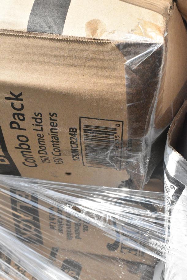 38 BRAND NEW SCRATCH AND DENT! Items Including 130BKFKSNSPH Choice Black Heavy Weight Wrapped Polystyrene Plastic Cutlery Pack with Napkin and Salt and Pepper Packets - 500/Case, 346BKFSNSPM Choice Medium Weight Black Wrapped Polypropylene Plastic Cutlery Set with Napkin and Salt and Pepper Packets - 250/Case, 128HDLDBULK Choice Heavy Duty Microwavable Translucent Plastic Deli Container Lid - 480/Case, 966UPWIDEKFT-500 OneUp by Choice Kraft 2-Ply Wide Interfold 6 1/2" x 8 1/2" Dispenser Napkin - 6000/Case, 433L32C Choice Quart Size Natural Kraft Paper Bag - 500/Case, 129MCR16B Choice 16 oz. Black 6 1/4" Round Microwavable Heavy Weight Container with Lid - 150/Case, Dart 95HT1R 9 1/2" x 9" x 3" White Foam Square Take Out Container with Hinged Lid, 128HD16COMBO Choice Heavy Duty 16 oz. Microwavable Translucent Plastic Deli Container and Lid Combo Pack - 240/Case, 347RPBD10WHG Visions 10" White Plastic Plate with Gold Bands - 120/Case, 502334016CL Lavex 33 Gallon 16 Micron 33" x 40" High Density Janitorial Can Liner / Trash Bag - 250/Case, 500CC16PLA EcoChoice 16 oz. PLA Compostable Plastic Cold Cup - 1000/Case, 129MCR24B Choice 24 oz. Black Round Microwavable Heavy Weight Container with Lid 7 1/4" - 150/Case. 38 Times Your Bid! - Image 22 of 22